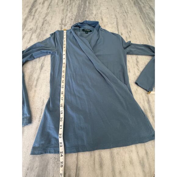 Lauren Ralph Lauren Blue Knit Surplice Top Size Small Elegant Classic Office - Picture 6 of 7